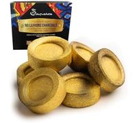 Charbons pour encens Premium Ø33mm - Santal - Bambou - Coco | Charbons pour encens avec Finition en mica doré | Combustion Uniforme Jusqu’à 60min - Produit Artisanal et Naturel | Coffret de 24 pièces