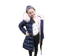Charcoal Fashion Doudoune mi-longue doublée de fourrure pour fille - CFW2106, bleu marine, 15- 16 Ans