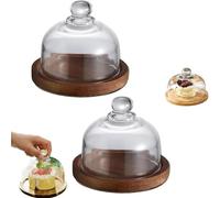 Charcuterie Snow Globes, Charcuterie Snow Globes Style Food Display Stand, Mini Cake Stand Display with Wooden Base and Glass Dome Lid, Individual Charcuteries Dome, for Dessert(2pcs)