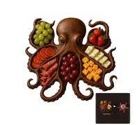 Charcuterie Tray - Appetizer Food Charcuterie Platter, Food Snack Plate, Coastal Themed Nautical Board, Octopus Serving Dish, Cheese Meat Fruit Display for Theme Party, Picnic and Dinner, 24x24cm