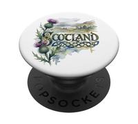 Chardon écossais écossais avec ruines du lac et du château PopSockets PopGrip Adhésif