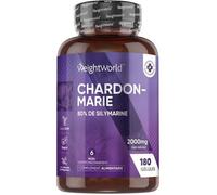 Chardon Marie 2000mg, 180 Gélules Vegan Pour 6 Mois, Extrait De Milk Thistle 40:1