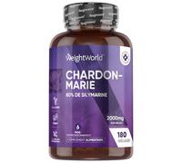Chardon Marie 2000mg, 180 Gélules Vegan pour 6 Mois, Extrait de Milk Thistle (Chardon Marie) 40:1, 80% Silymarine, Milk Thistle sans Stéarate de Magnésium, Alternative à l'Artichaut et au Pissenlit