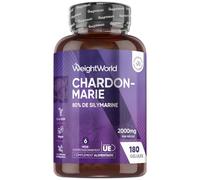 Chardon Marie 2000mg, 80% Silymarine, 180 Gélules Vegan pour 6 Mois, Extrait 40:1 de Milk Thistle (Chardon Marie Silymarine), Milk Thistle sans OGM, sans Stéarate de Magnésium