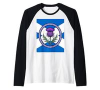 Chardon Violet et sel encadré par Celtic Knotwork Manche Raglan