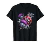 Chardons argentés et décoration de Noël Scène botanique T-Shirt