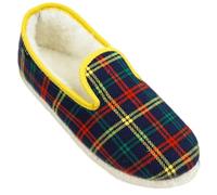 Charentaises traditionnelles, en cousu retourné. CHAPITEAU écossais. Semelles 100% feutre de laine. Intérieur pure laine mouton. 5CH. Modèle homme.