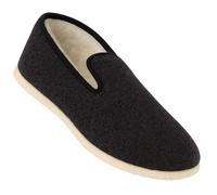 Charentaises traditionnelles homme FINISTERE - 5ch - Uni anthracite - cousu retourné - Semelles de feutre pure laine - Intérieur 100% laine de mouton