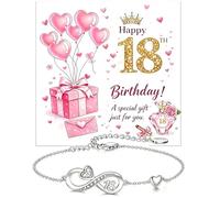 Charfia Cadeau d'anniversaire pour filles, femmes, filles, filles, 16e, 18e, 30e, 40e anniversaire, avec carte, bracelet réglable pour filles, sœurs, mamans, One Size, 1, 1