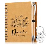 Charfia Ensemble cadeau de remerciement pour collègues, cadeau d'adieu, enseignante, éducatrice, remerciement pour tout ce qui est en spirale, bloc-notes à bille et porte-clés, cadeaux d'adieu pour