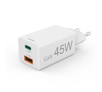 Charg. Rapide, 1 Usb-C Pd, 1 Usb-A Qc, Mini-Chargeur, 45 W, Blanc