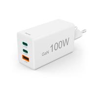 Hama Chargeur USB rapide mini GaN 2x USB-C 1x USB-A PD 100 W Blanc