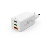 Charg. rapide GaN, 2 USB-C PD, 1 USB-A QC, mini-chargeur, 65W, blanc