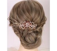 Chargances Peigne à cheveux français en forme de fleur avec strass incrustés de strass brillants - Peigne à cheveux à dents longues - Accessoires de cheveux pour femme (champagne)