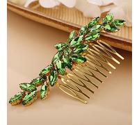 Chargances Peigne à cheveux pour mariée avec strass vert - Accessoire tendance fait à la main pour mariage, bal de fin d'année, demoiselle d'honneur (vert)