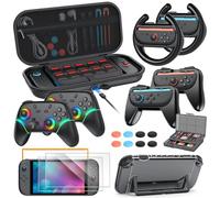 [Charge à l'intérieur] Étui pour Nintendo Switch 2 Console (2025),Kits 21-EN-1 pour Manette Switch 2: Etui de Transport,Poignées pour Joy Con,Volants pour Mario Kart,coque de protection pour console