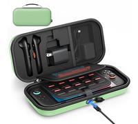 [Charge à l'intérieur] Étui pour Nintendo Switch 2/OLED/Original, Grand Étui Rigide pour Adaptateur et Joypad Rangement, Sac de Voyage pour Switch Console avec 22 Fentes pour Cartes de Jeu(Vert)
