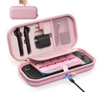 [Charge à l'intérieur] Étui pour Nintendo Switch 2/OLED/Original, Grand Étui Rigide pour Adaptateur et Joypad Rangement, Sac de Voyage pour Switch Console avec 22 Fentes pour Cartes de Jeu(Rose)