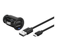 Charge Kit Voiture Micro-usb (12 W), Adaptateur De Charge Pour Voiture Et Câble Micro-usb 1,0 M (noir).