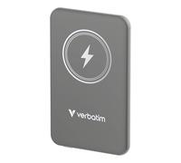 Verbatim Batterie externe Charge 'n' Go – 5000 mAh Li‑pol, recharge sans fil magnétique – Gris