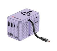 Charge 'n' Travel - Adaptateur secteur - GaN III, universel, avec câble USB-C rétractable - 100 Watt - 10 A - QC 4.0+, QC 3.0, Fast Charge, Power