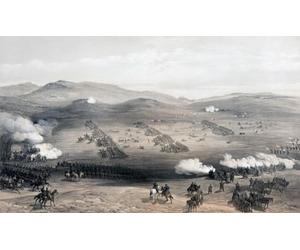 Charge of the Light Cavalry Brigade 25th Octobre 1854. After a painting by William Simpson. The failed Charge of the Light Brigade during the Battle of Cagoule dans la guerre de Crimée. Poster imprimé
