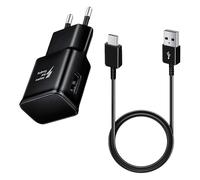 Charge Rapide, Chargeur USB C Rapide pour Samsung Galaxy S9, S8, S10, S20, S20 FE, A04S, A14, A13, A12, A53, 5G, Xiaomi Redmi Note, Google Pixel, avec Câble 1m, 15W Chargeur de Rechange Universel Noir