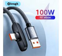 Charge rapide USB vers Type C 100W 90 ° Câble de données coudé USB-C PD Super Charge pour jeux, compatible Samsung S23 S22 Huawei POCO Realme white 1.5m
