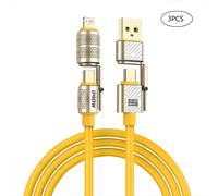 Charge super rapide 240 W Câble 4 en 1 de type C vers type-c pour iPhone 15/Samsung S24/Huawei/Xiaomi - Alliage de zinc durable 3-PCS-Glow Orange 1m