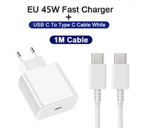 Charge Super rapide 45W avec câble de Type C pour Samsung PD USB C, prise ue/US pour Samsung Galaxy S23 S22 S21 Ultra Plus Note white EU-CABLE