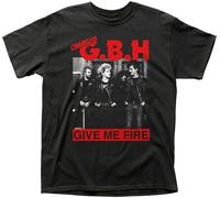 Charged GBH Give Me Fire T Shirt Mens Rock N Roll Music Band Tee Black Black XS Black