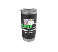 Chargement d'énergie, attendez, drôle et jolie licorne endormie Gobelet isotherme en acier inoxydable double paroi
