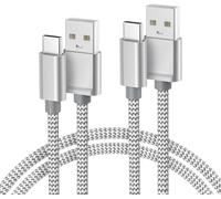 Charger Cable for iPhone 16 15 Pro, USB Type C 2M 2 Pack, Nylon Charging Cord for iPad 10 11 12.9 Air 4 5 2024 Mini 6 7 2022 2021, Samsung Galaxy S24 S23 A54 A55, M34 M53 M33, M52 M42 M32
