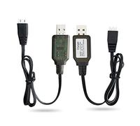 Charger Cable Replacement for SCX24 RC Car, Splatter Ball Gun, Gel Blaster, Drone - 7.4V 2S Lipo Battery Charger 2-Pack