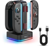 Charger Compatible With Nintendo Switch 2,4 In 1 Charging Station With 8 Game Card Slots,Led Indicator,9 Rgb Gaming Light Modes,Simultaneous Charge 1-4 Joycon