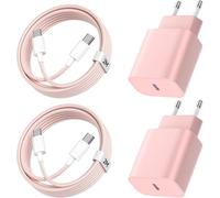 Charger for iPhone 15/16 2 Pack 20W Fast Charger for iPhone Charger with 2m USB C Cable for Phone 16/16 Plus/16 Pro Max/15/15 Plus/Pad, PD3.0 USB C Plug Power Adapter Tip - Pink