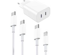 Charger For Iphone, 2 Ports 20w Usb C Fast Charger With Usb C Cable And Lightning Cable, Pd 3.0 Type C Charger Compatible With Iphone 15/14/13/12/11/Se/Xs Max/X/8/Ipad, Samsung Etc