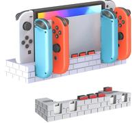 Charger for Joy Con Compatible with Switch/OLED Model with Game Card Slot,4 in 1 Controller Charging Station Holder with LED Indicator (White)