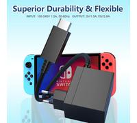 Charger for Nintendo Switch,45W AC Adapter for Switch Console/Switch Lite/Switch OLED/Switch Deck/Switch Dock/Switch Pro Controller,Quick Charge USB Type C with 1.5M/5Ft Cable