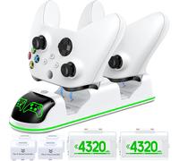 Charger With 2 Rechargeable Batteries For Xbox One/Xbox Series X/S Controller,Charging Station With 2 X 3360mwh (2x1400mah) Rechargeable Batteries (Xbox Series X & S/Xbox One)