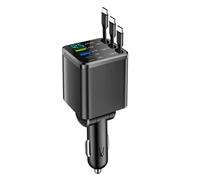 Charges de véhicule à 3 ports avec câble rétractable de 27 à 5 pouces - Design rotatif à 180 ° - Mise à niveau rapide pour smartphones - Plusieurs protocoles - Voiture rapide USB C