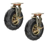 Charges Lourdes Roulettes Pivotantes Swivel Caster Wheel Lot De 2 Ø 200mm 250mm, Roulette Pivotante En Caoutchouc Avec Plateau Supérieur Et Freins, Charge Maximale 200kg Roue Gonflable ( Color : Brake