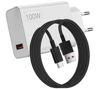 Chargeur 100 W et Câble Tressé pour Xiaomi Redmi Note 17 Pro Max 5G 15 Pro+ | Rapide Charge Adaptateur de Chargeur et 1Mètre Nylon Câble Type C 6A pour Xiaomi Poco X8 Pro Max F9 Ultra Mi 18 Pro 17T Pro
