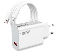 Chargeur 100W et Câble USB C pour Xiaomi Redmi Note 15 Pro+ POCO F8 Pro F8 Ultra 17 Pro Max 5G,Rapide Charge Adaptateur de Chargeur et 1Mètre Câble Type C 6A pour Xiaomi Redmi K90-Pro Max Mi Pad