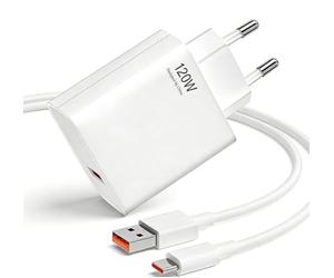 Chargeur 120 W avec 2 mètres Câble USB C pour Realme GT6 6T GT Neo6 GT7 Pro Racing 5G SUPERVOOC Adaptateur de chargeur charge flash prise et charge rapide câble pour Realme GT Neo6 SE GT5 Pro 11Pro +