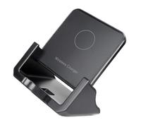 Chargeur 15w pour Téléphone, Support Vertical ABS Noir | Charge Rapide Qi, Trois Positions D’appui, Usage Bureau ou Chevet, Détection D’objet Étranger