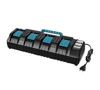 Chargeur 18 V 4 Ports DC18SF pour Batteries au Lithium Makita 14,4 V-18 V BL1850 BL1815N BL1830 BL1840 BL1850 BL1860 YEX-BUR Chargeur Rapide 3 A avec 2 Ports USB, remplace DC18RD DC18RE DC18RC