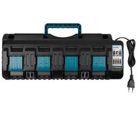 Chargeur 18 V 4 Ports DC18SF pour Makita 14,4V-18V Batterie BL1850 BL1815N BL1830 BL1840 BL1850 BL1860, BL1430 BL1415 BL1450, Chargeur Rapide 3 A avec USB, Remplace DC18RD DC18RE DC18RC DC18RA