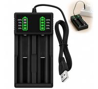 Chargeur 18650 USB Double Emplacement, pour accus 14500 18500 21700 26650 | Pour accus Li Ion 3,7V et 26700, USB 5V 1 à 3A, sortie 4,2V 1A, 2 indicateurs séparés 25 50 75 100 pour le suivi
