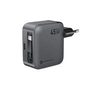 Chargeur 2 en 1 Smartphone et Tablette 45W GaN III USB-C avec Câble Rétractable Forcell Noir